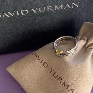 David Yurman Two-Tone Silver and Gold Cable Stackable Ring